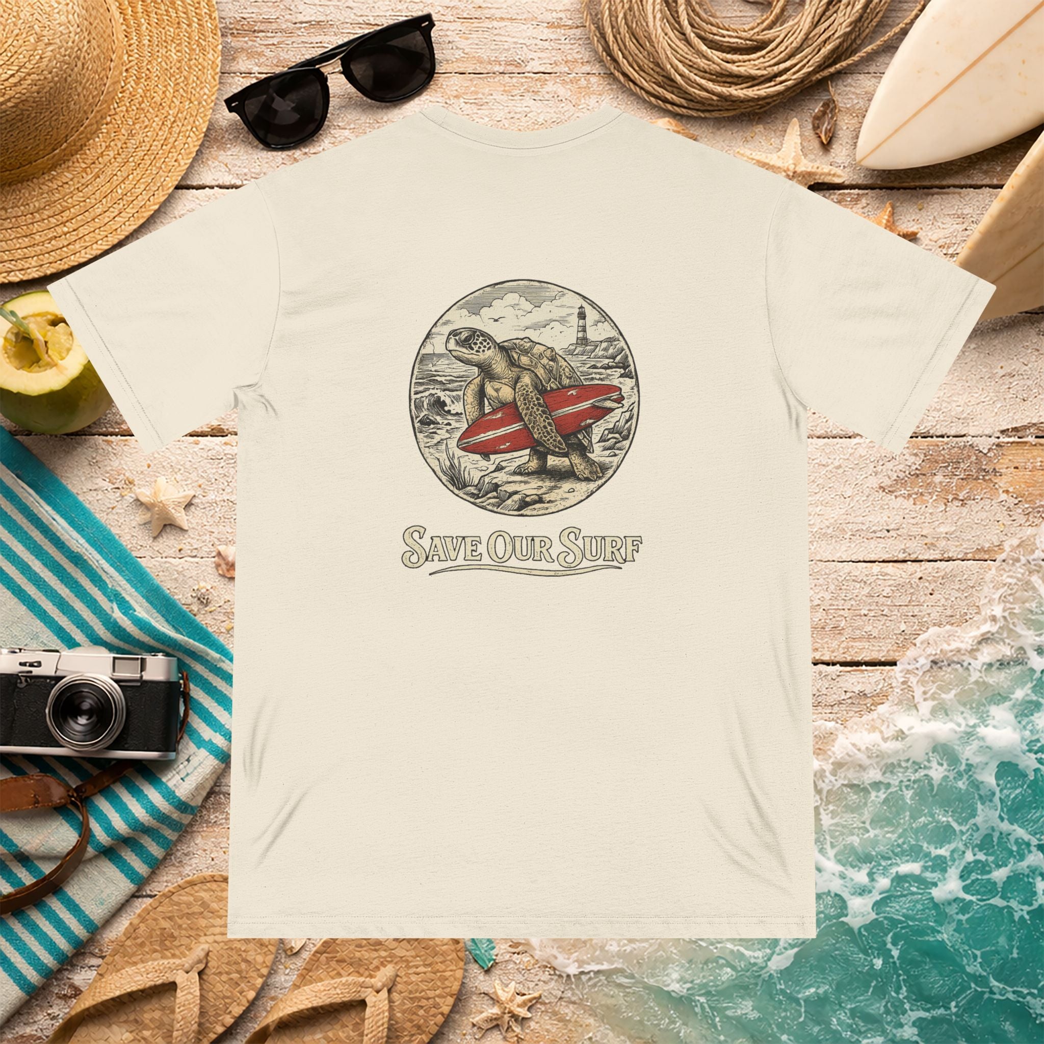 Vintage Surf Sea Turtle Organic Cotton Shirt