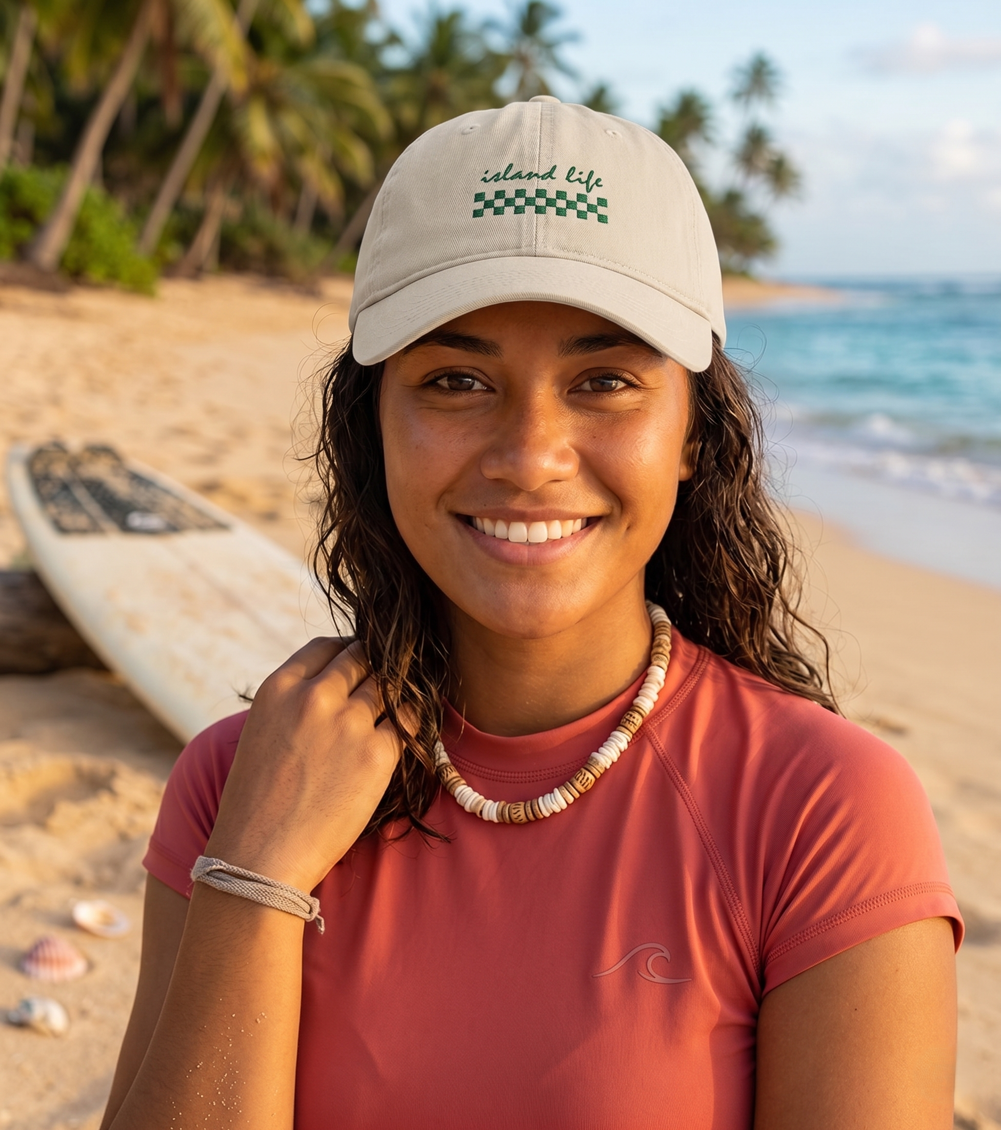 Island Life Embroidered Organic Cotton Beach Hat