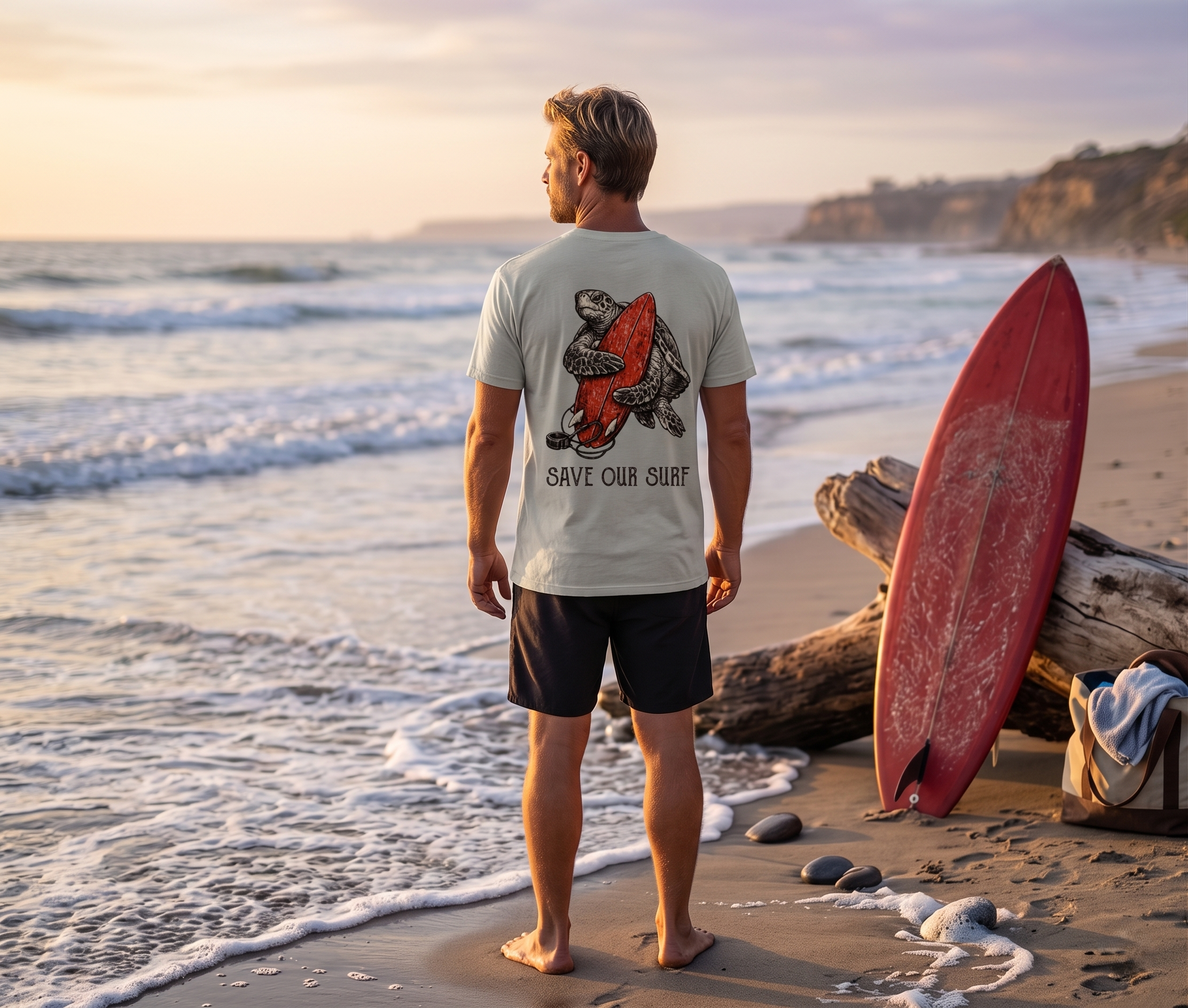 Save Our Surf Sea Turtle Organic Cotton T-Shirt