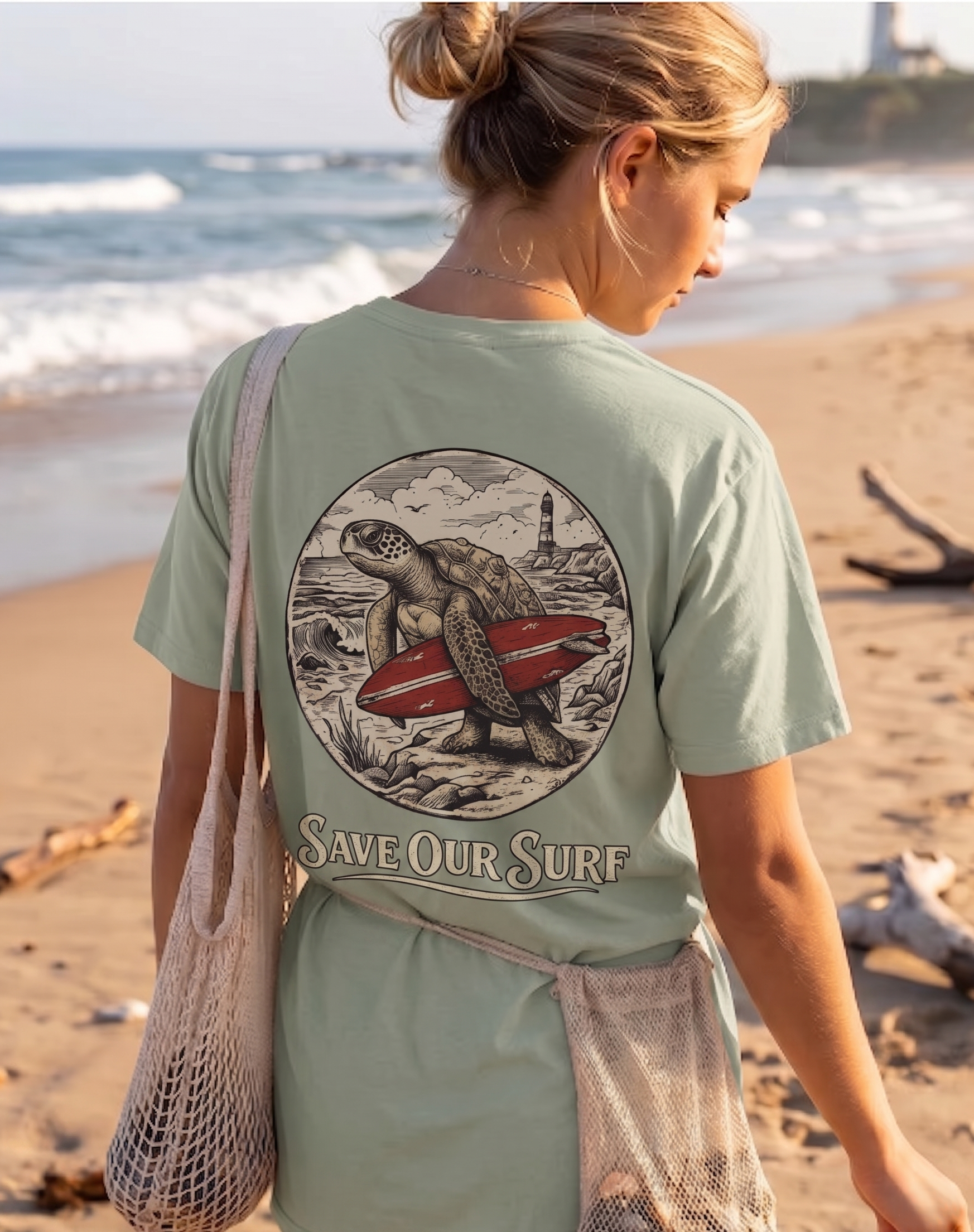 Vintage Surf Sea Turtle Organic Cotton Shirt