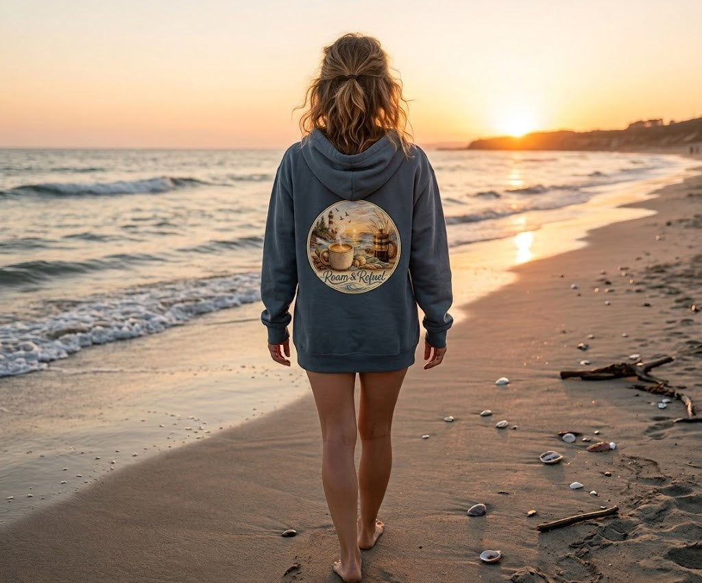 Retro Camper 'Roam & Relax' Vintage Outdoors Organic Cotton Hoodie