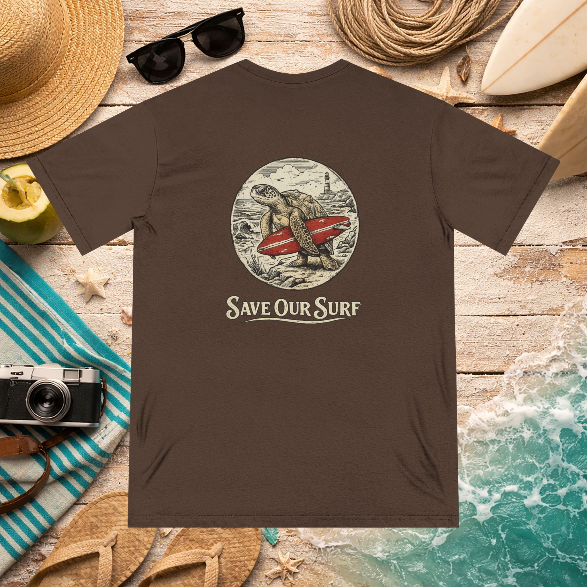 Vintage Surf Sea Turtle Organic Cotton Shirt