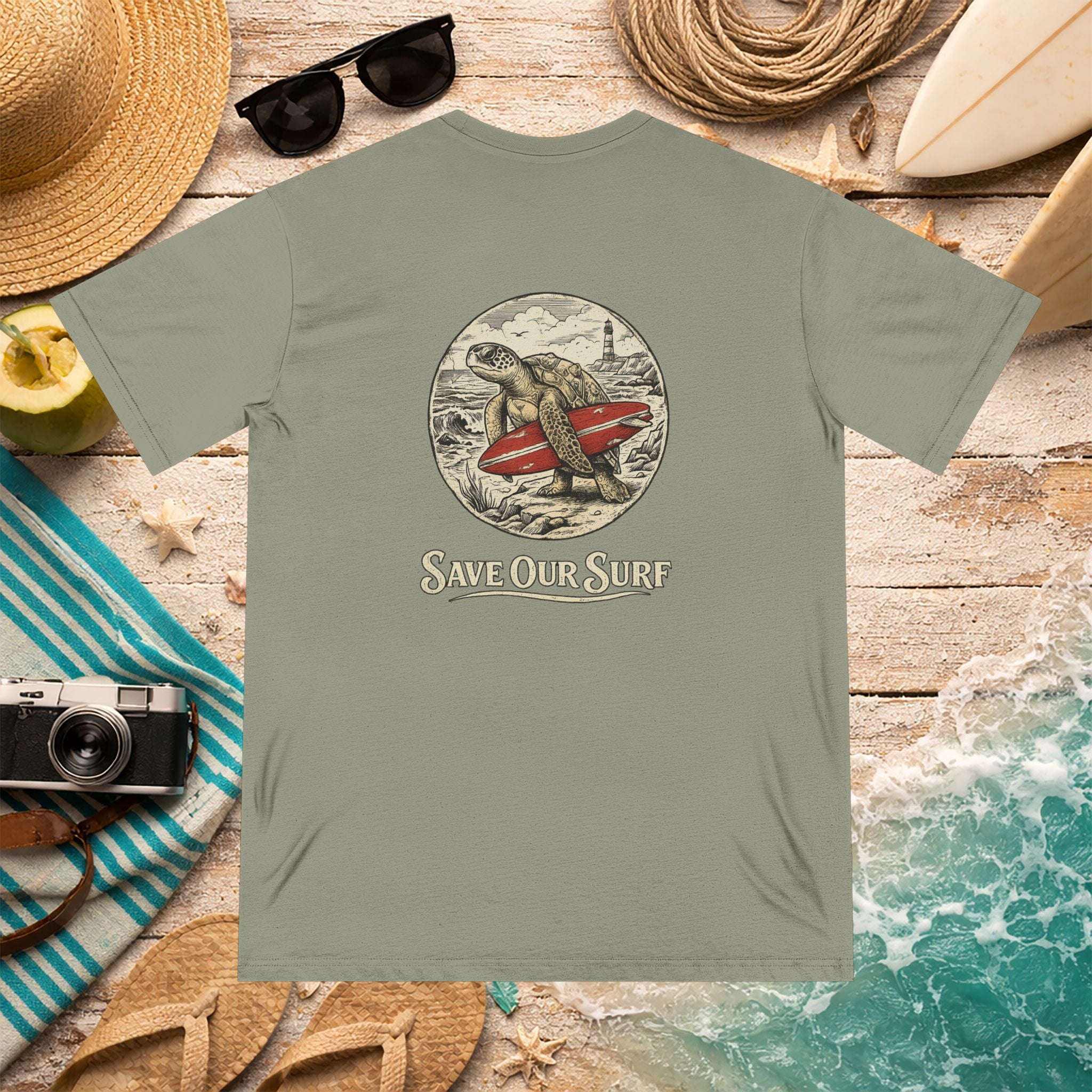 Vintage Surf Sea Turtle Organic Cotton Shirt