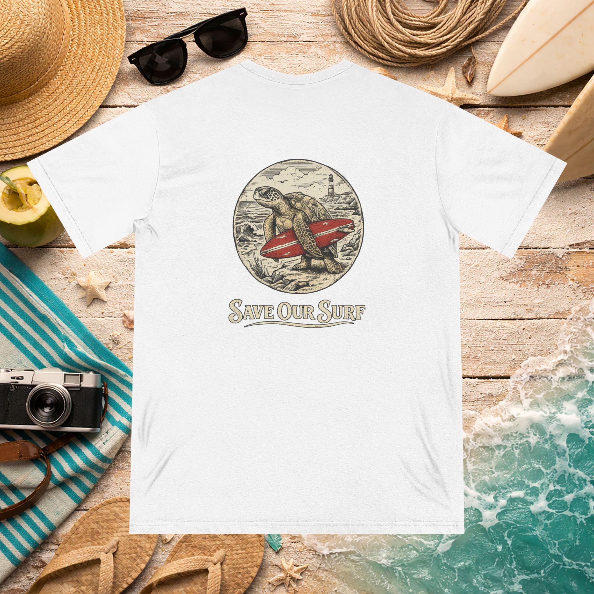 Vintage Surf Sea Turtle Organic Cotton Shirt
